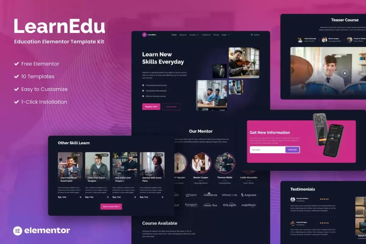 LearnEdu - Education &amp; Online Learning Elementor Template