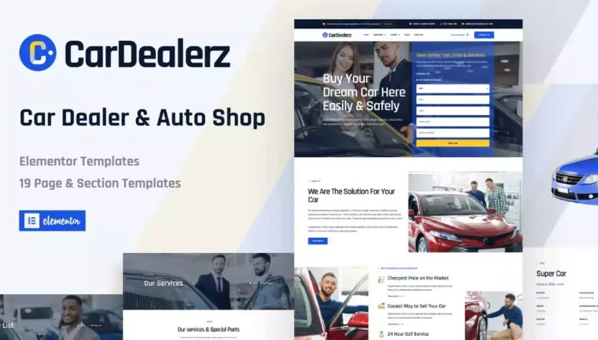 CarDealerz - Auto Dealer & Auto Shop Website Elementor Template