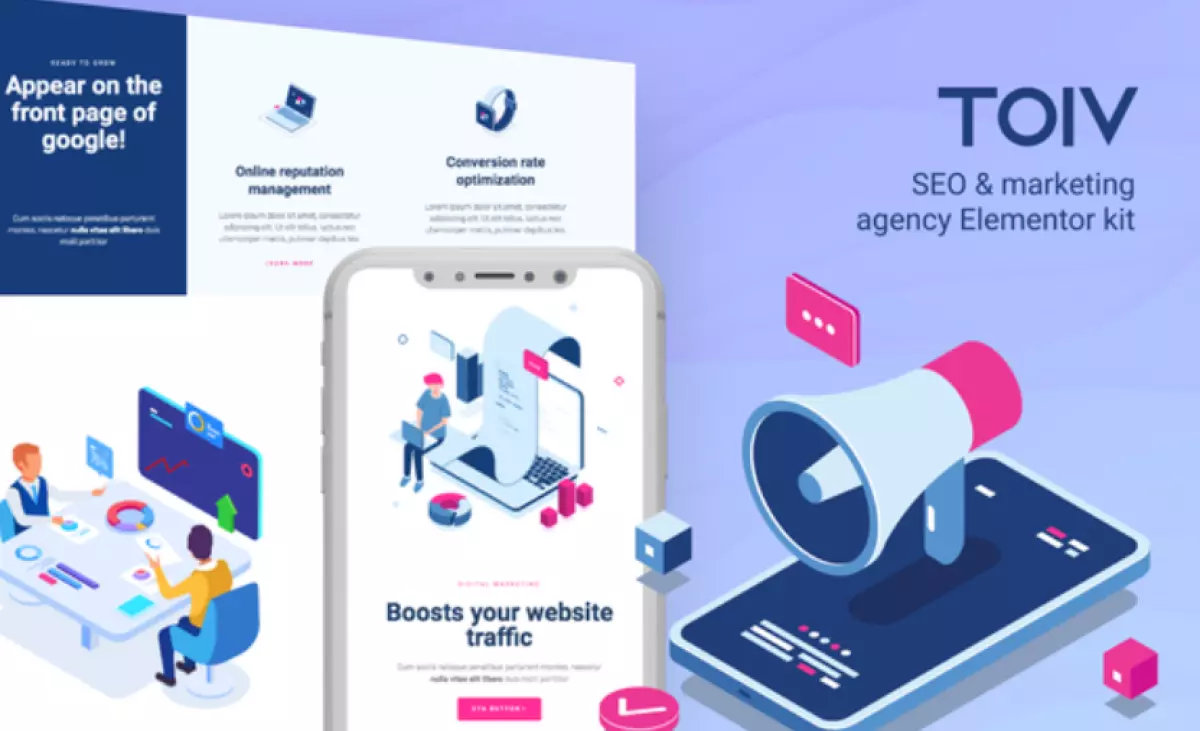 Toiv – SEO &amp; Marketing Agency Elementor Template Kit