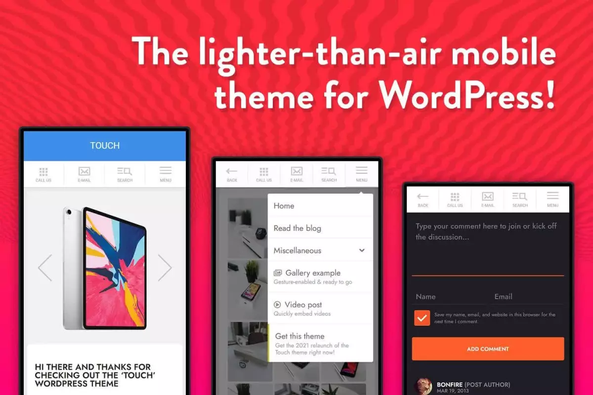 TOUCH: A Lighter-than-air WordPress Mobile Theme 2.0