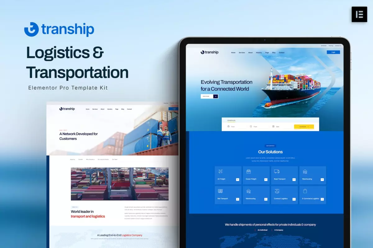 Tranship - Logistics &amp; Transportation Services Elementor Template Kit