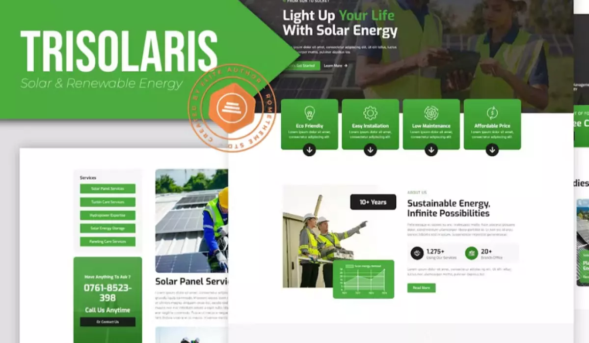 Trisolaris - Solar &amp; Renewable Energy Elementor Template Kit