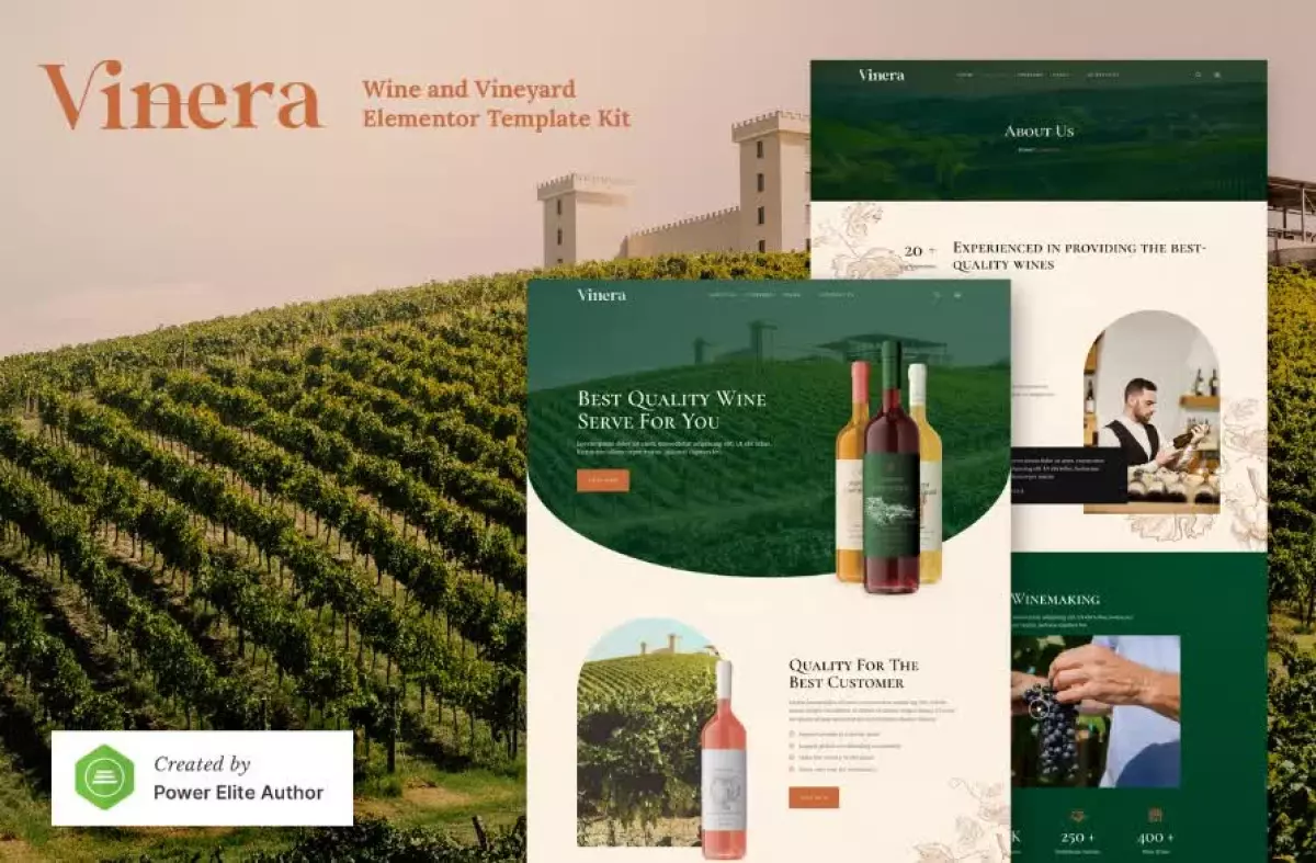 Vinera – Wine & Vineyard Elementor Template