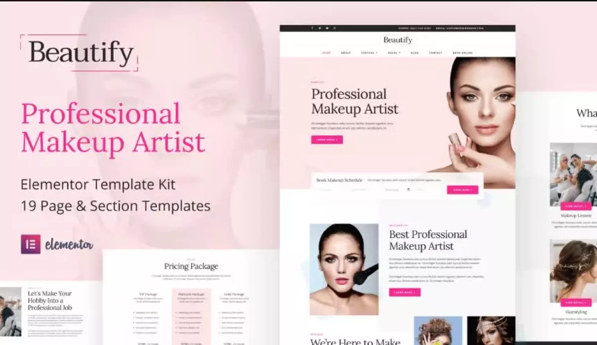 Beautify - Makeup Artist & Hair Stylist Elementor Template