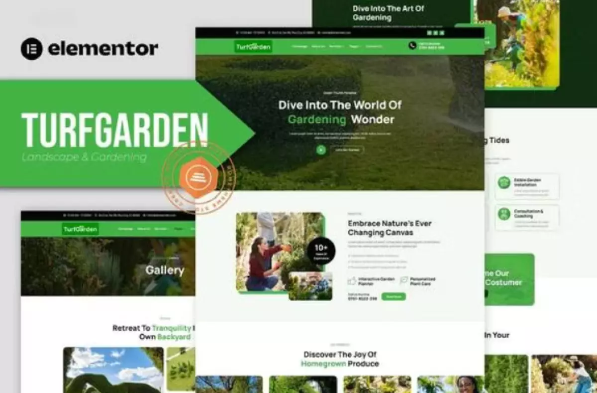 Turfgarden - Landscape &amp; Gardening Elementor Template Kit