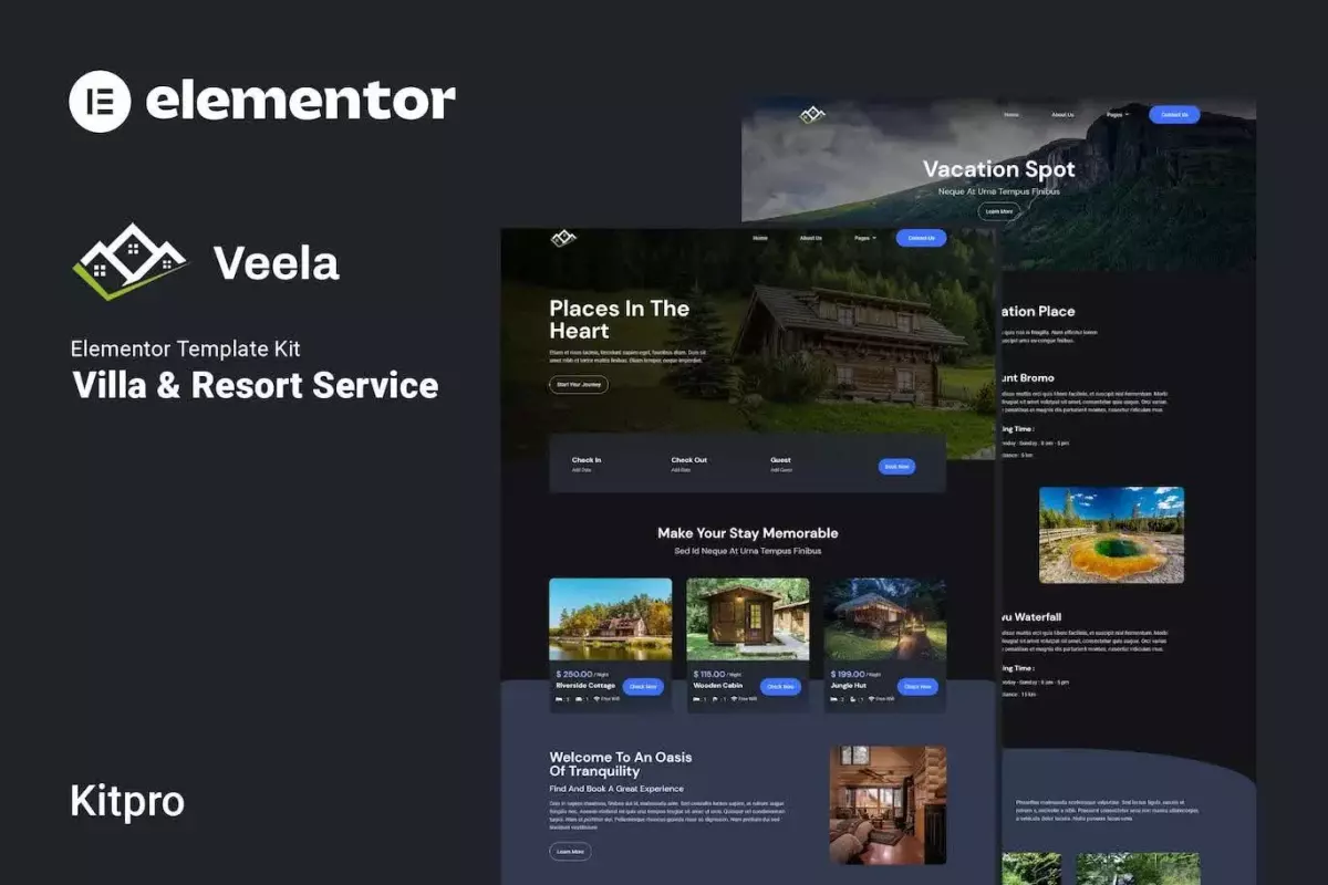 Veela - Vacation Rental &amp; Resort Elementor Template