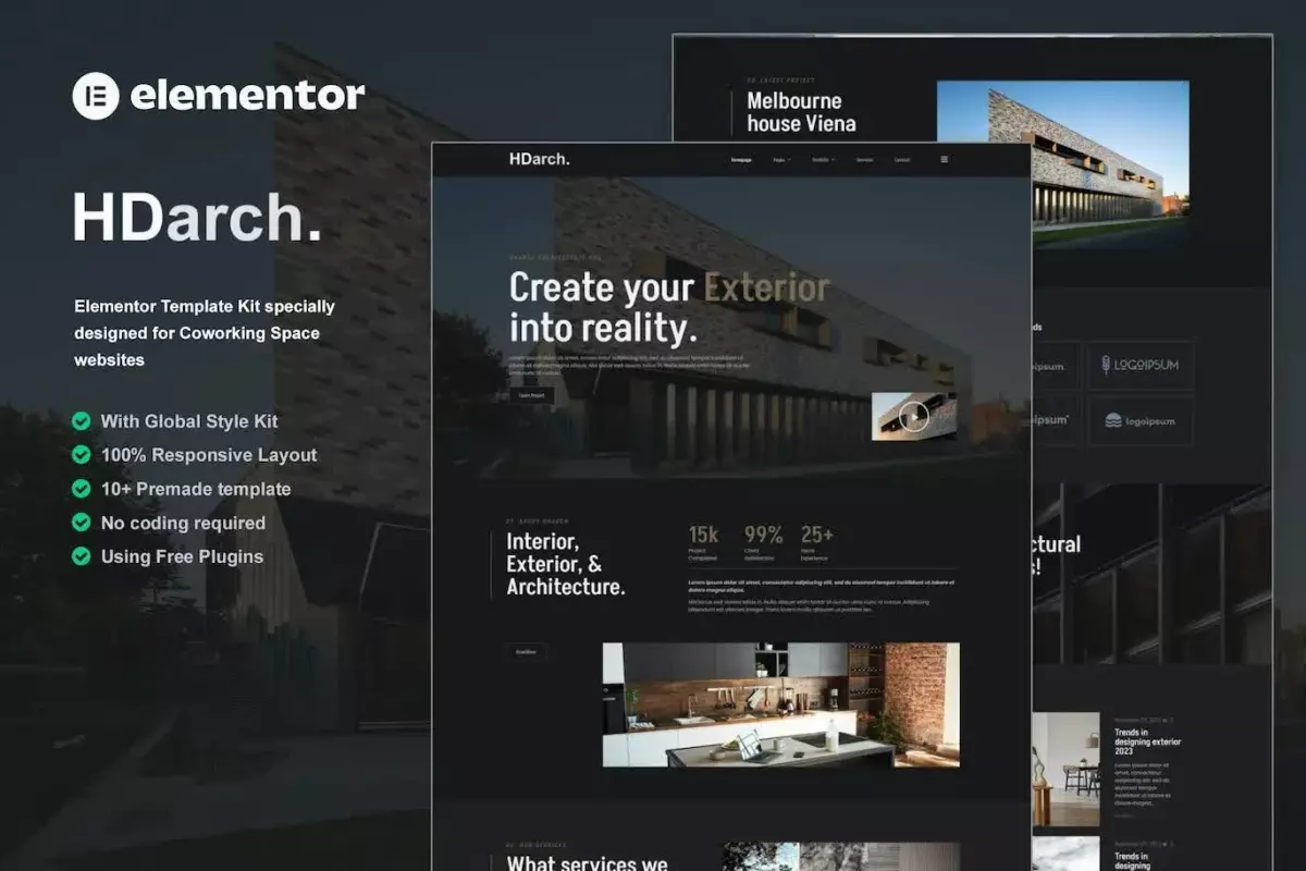 HDarch - Architecture &amp; Interior Elementor Template