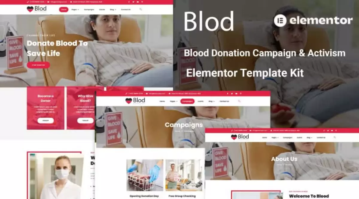 Blod - Blood Drive & Donation Campaigns Elementor Template