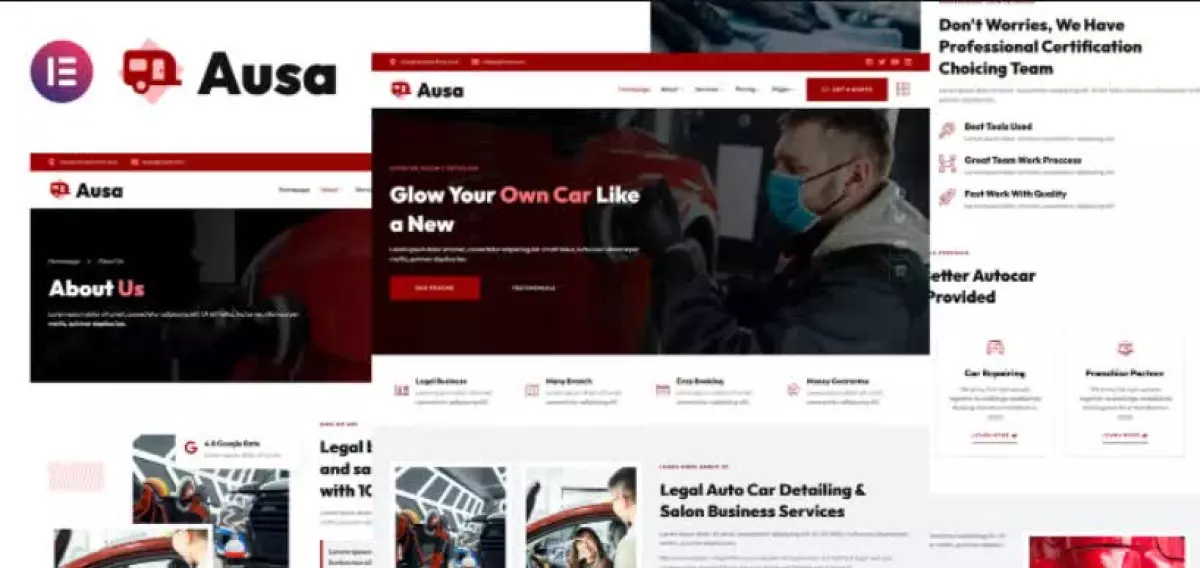 Ausa - Autocar Salon & Detailing Services Elementor Template