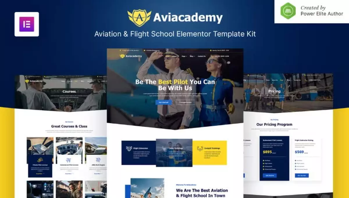 Aviacademy – Aviation & Flight School Elementor Template