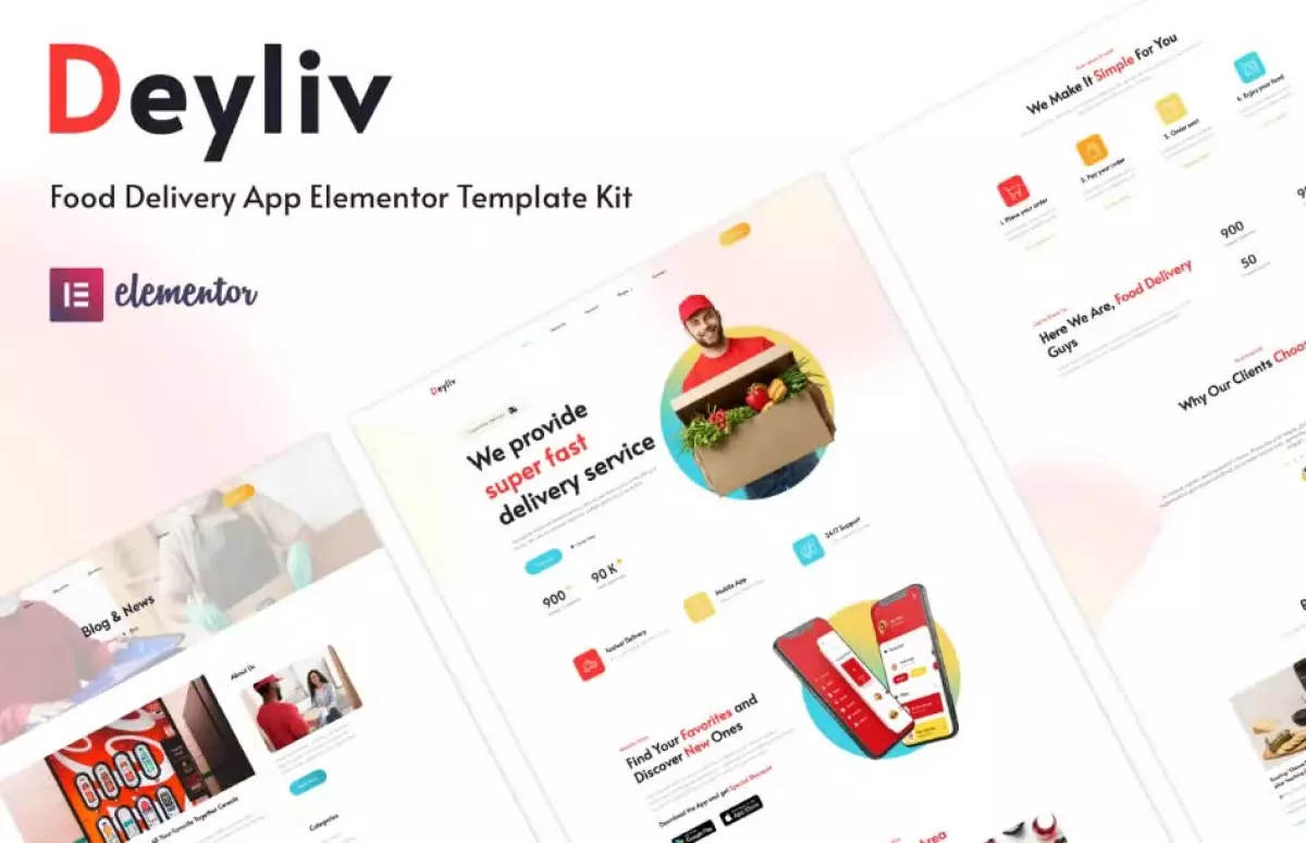 Deyliv - Food Delivery App Elementor Template Kit