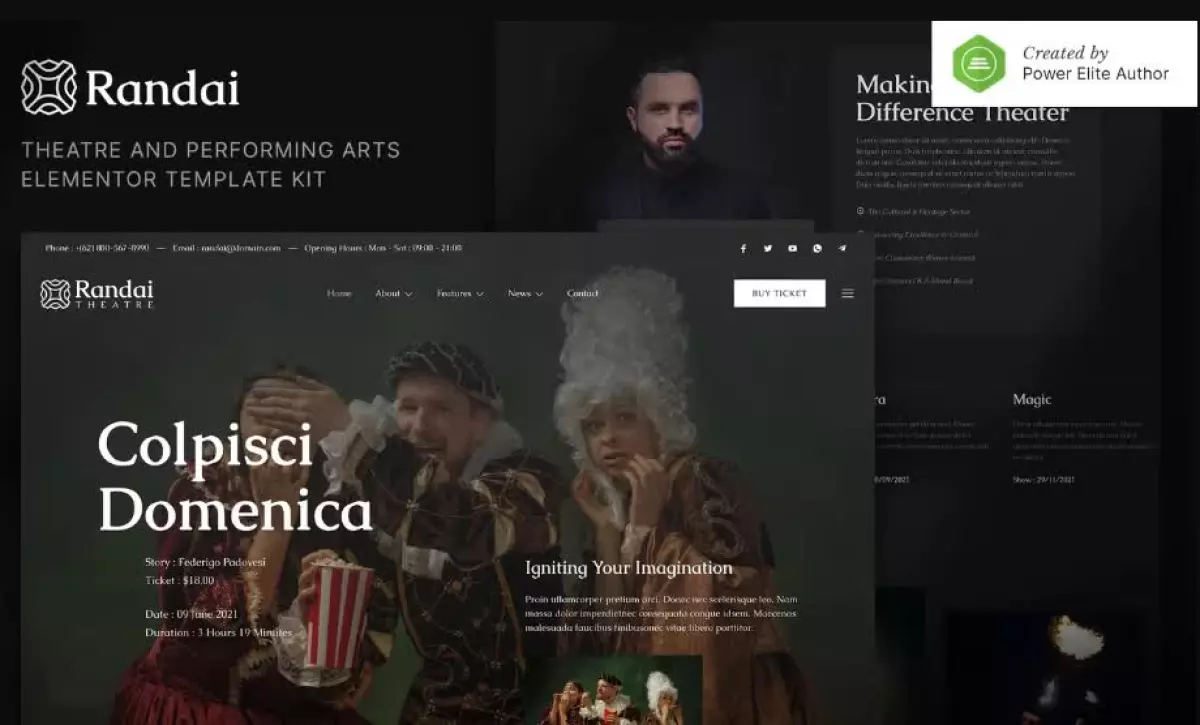 Randai – Theater Entertainment & Performing Arts Elementor Template