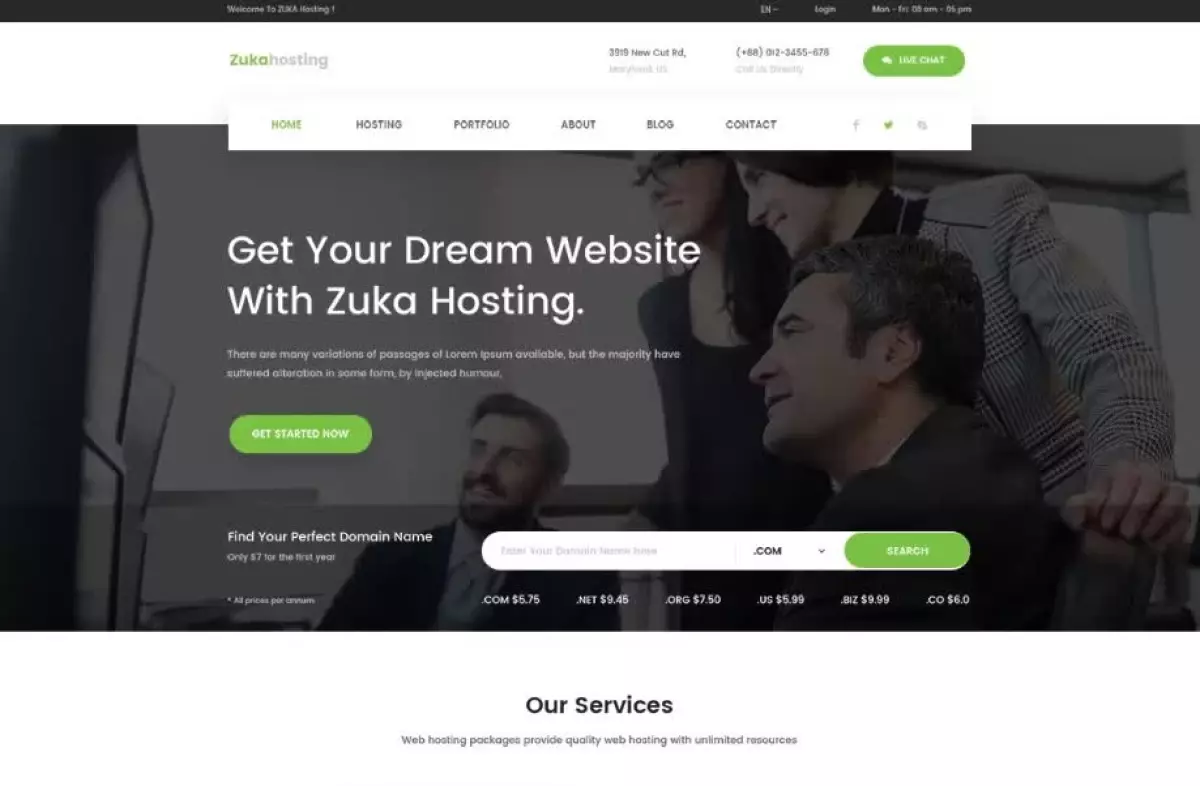 Zukahost – Domain & Web Hosting Template