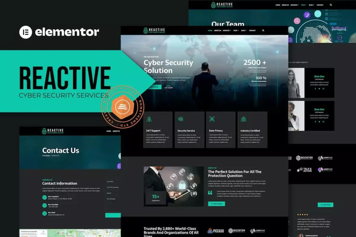 Reactive - Cyber Security Services Elementor Template