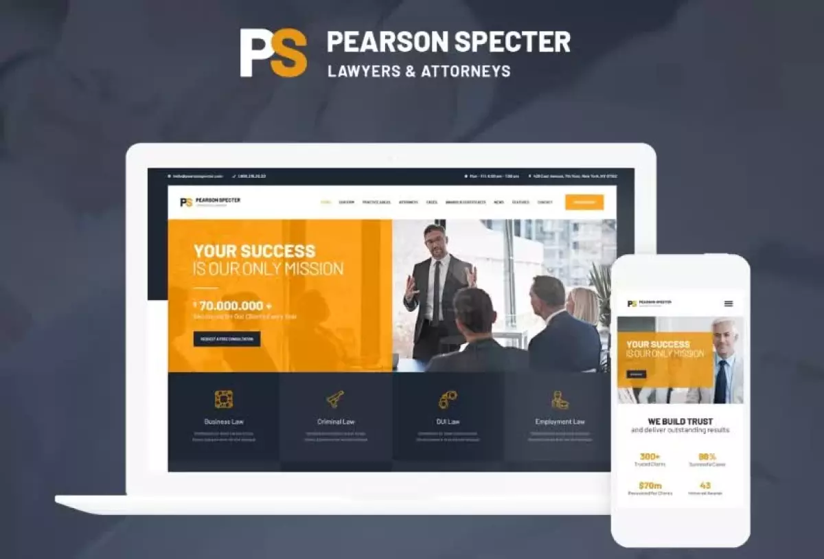 Pearson Specter - Stylish Lawyer & Legal Advisor WordPress Theme