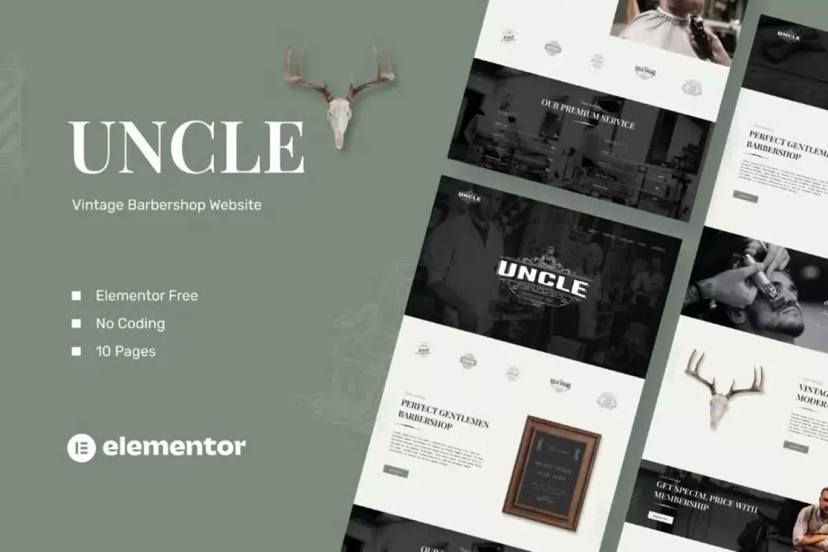 Uncle - Barbershop Elementor Template Kit