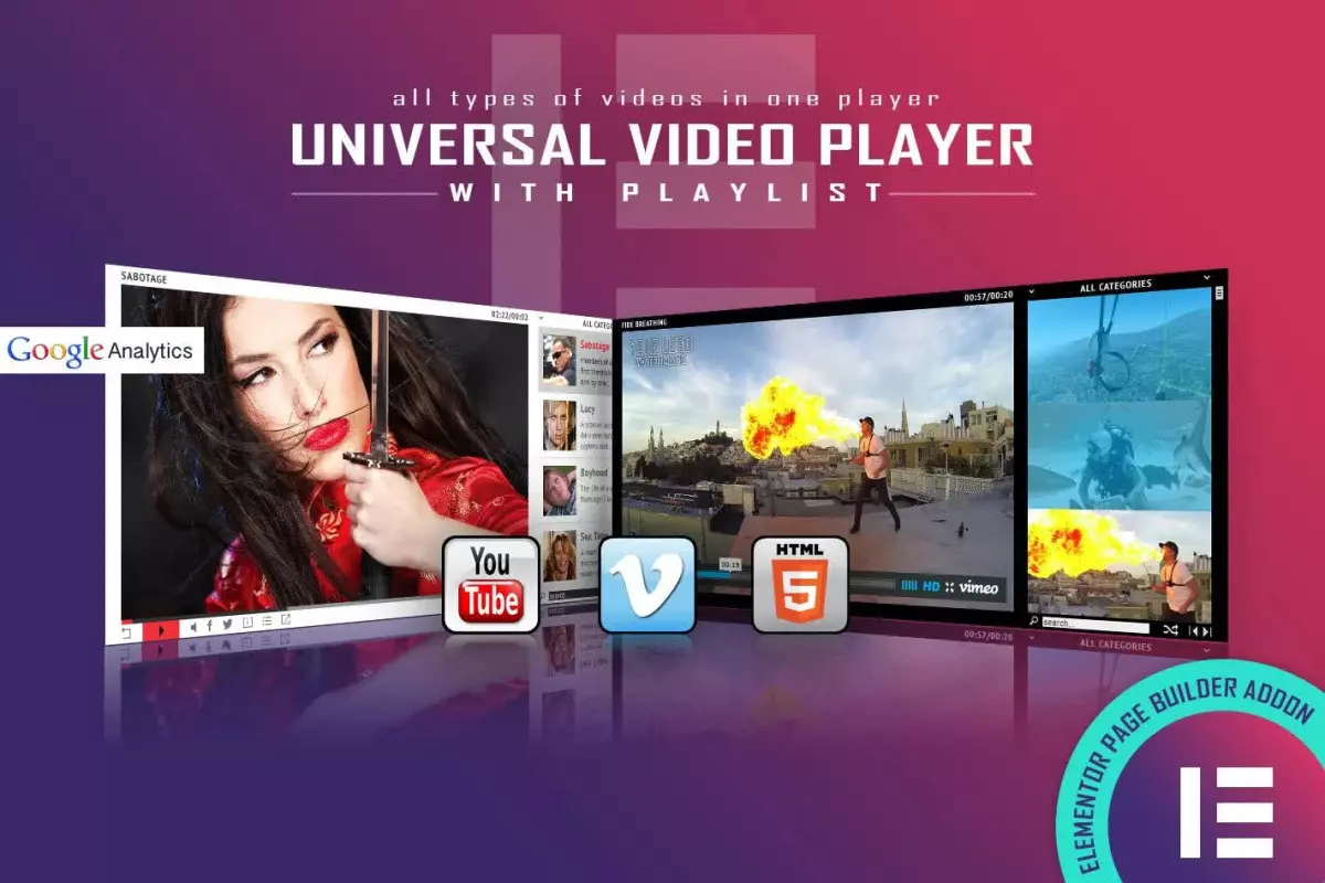 Universal Video Player - YouTube/Vimeo/Self-Hosted - Elementor Widget 1.1