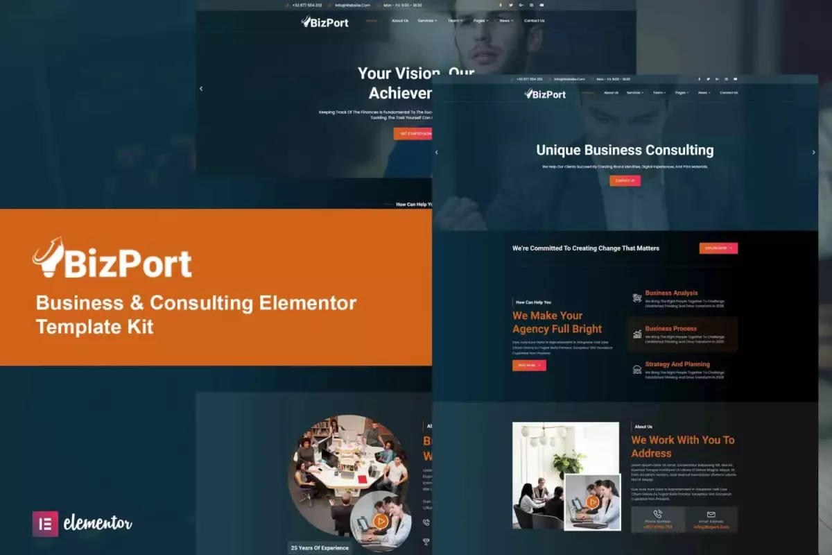 Bizport - Business &amp; Consulting Elementor Template