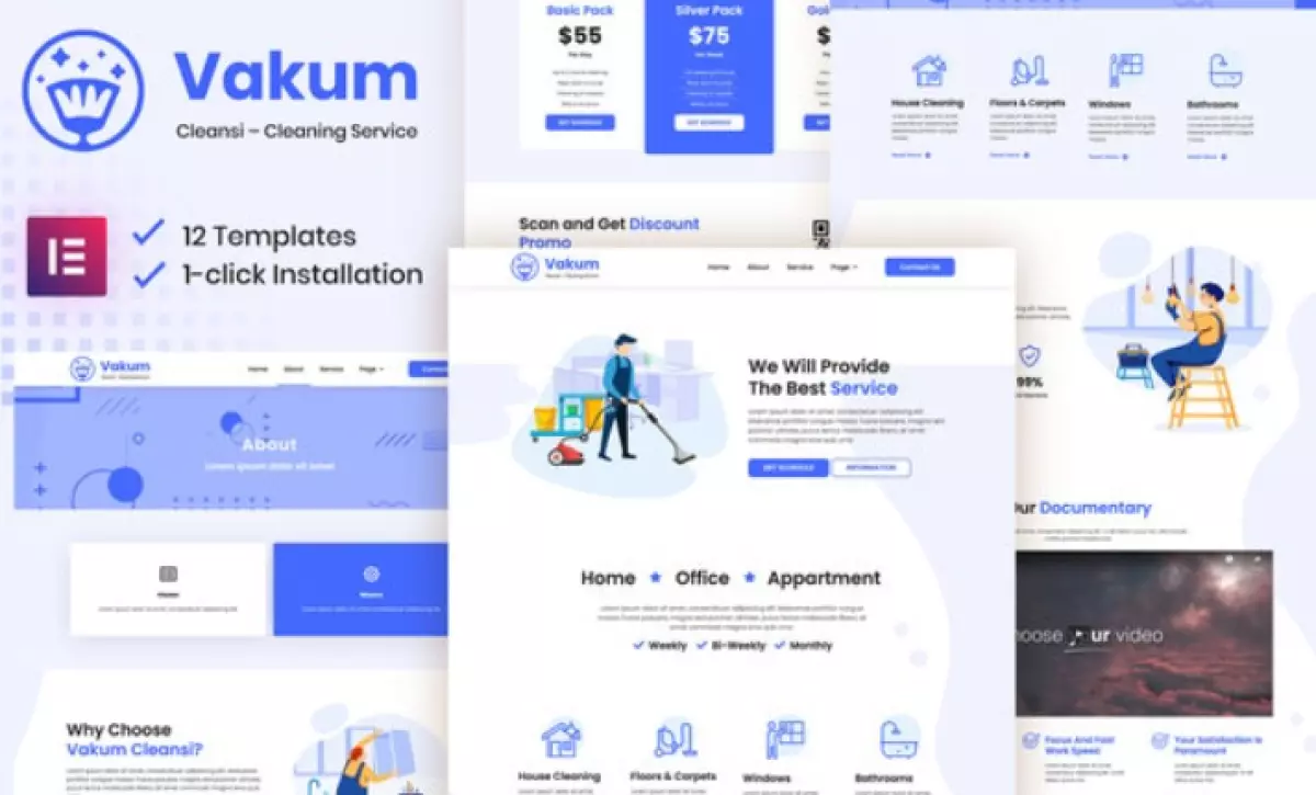 Vakum – Cleaning Service Elementor Template Kit