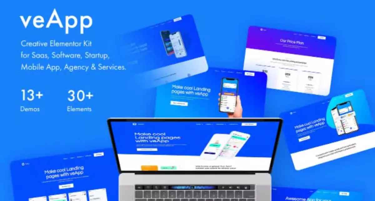 veApp - Mobile App & Startup Elementor Template Kit