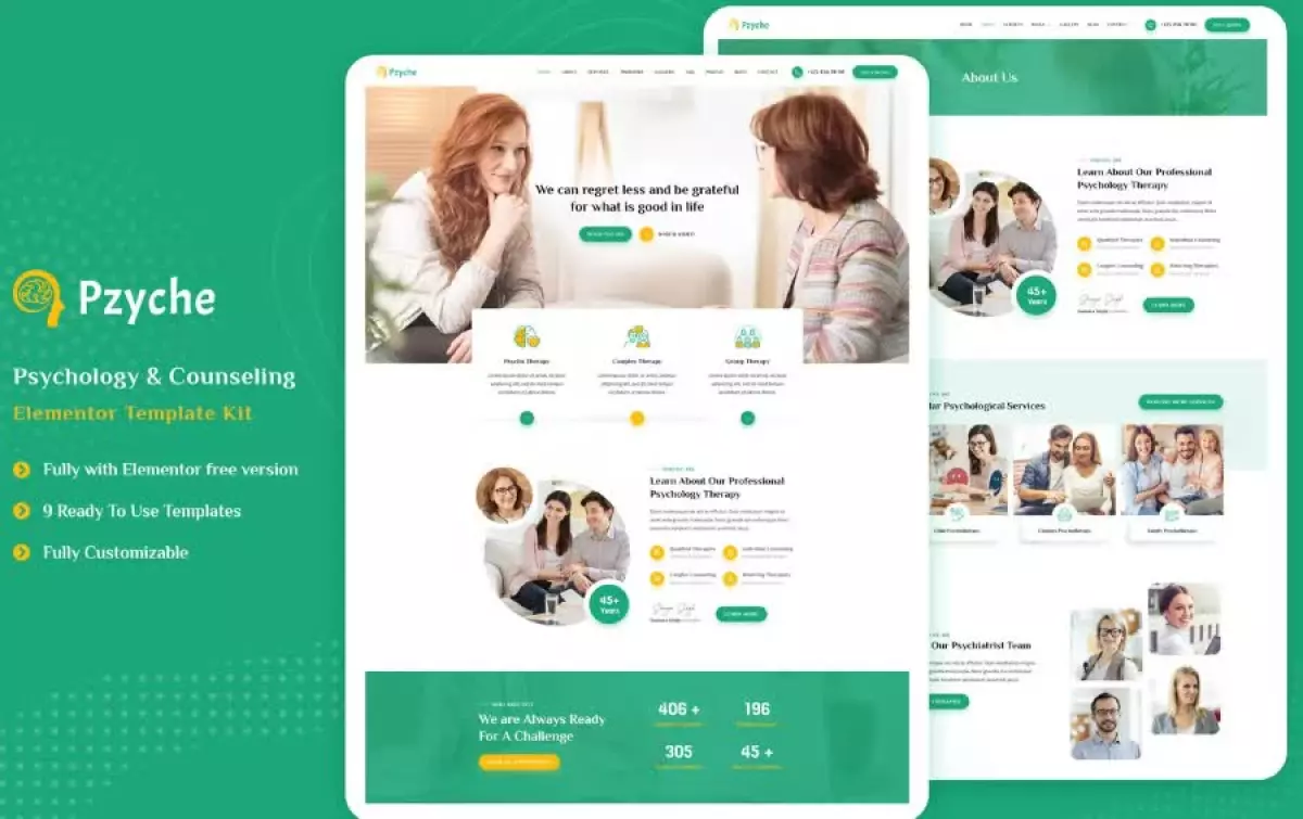 Pzyche - Psychology & Counseling Elementor Template