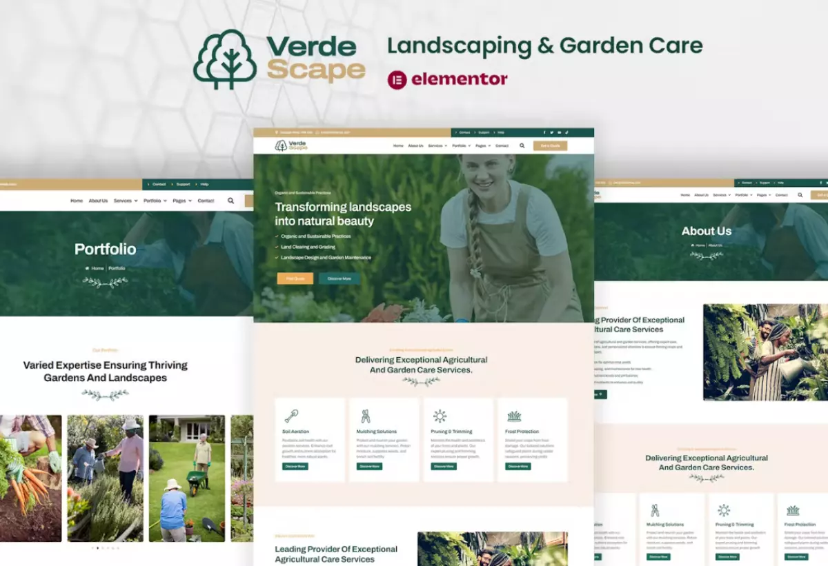 VerdeScape - Landscaping &amp; Garden Care Elementor Pro Template Kit