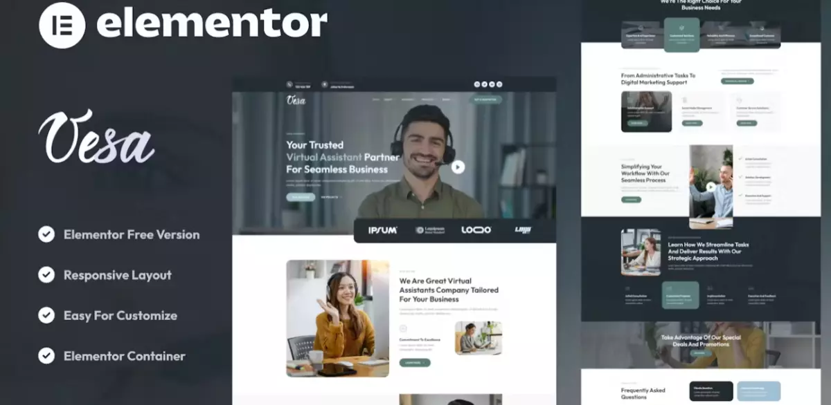 Vesa – Virtual Assistant Business Elementor Template Kit