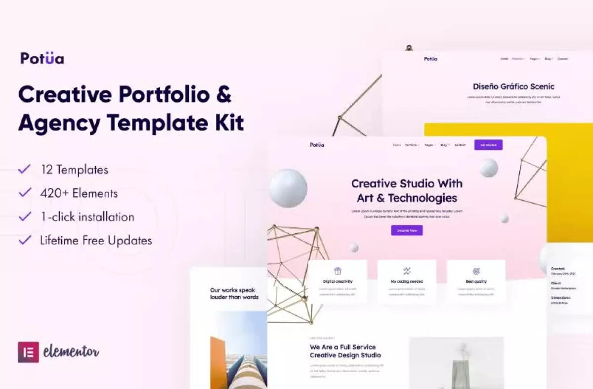 Potua - Creative Portfolio & Agency Elementor Template