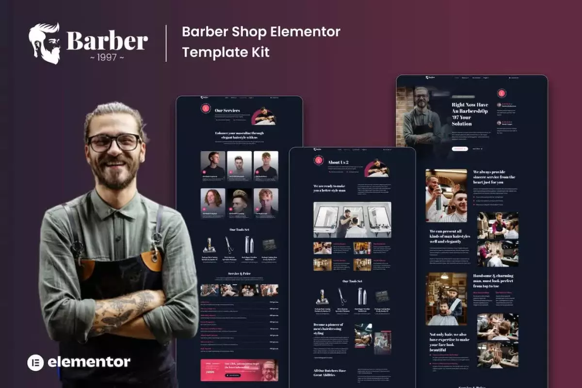 Barber 1997 - Barbershop Elementor Template