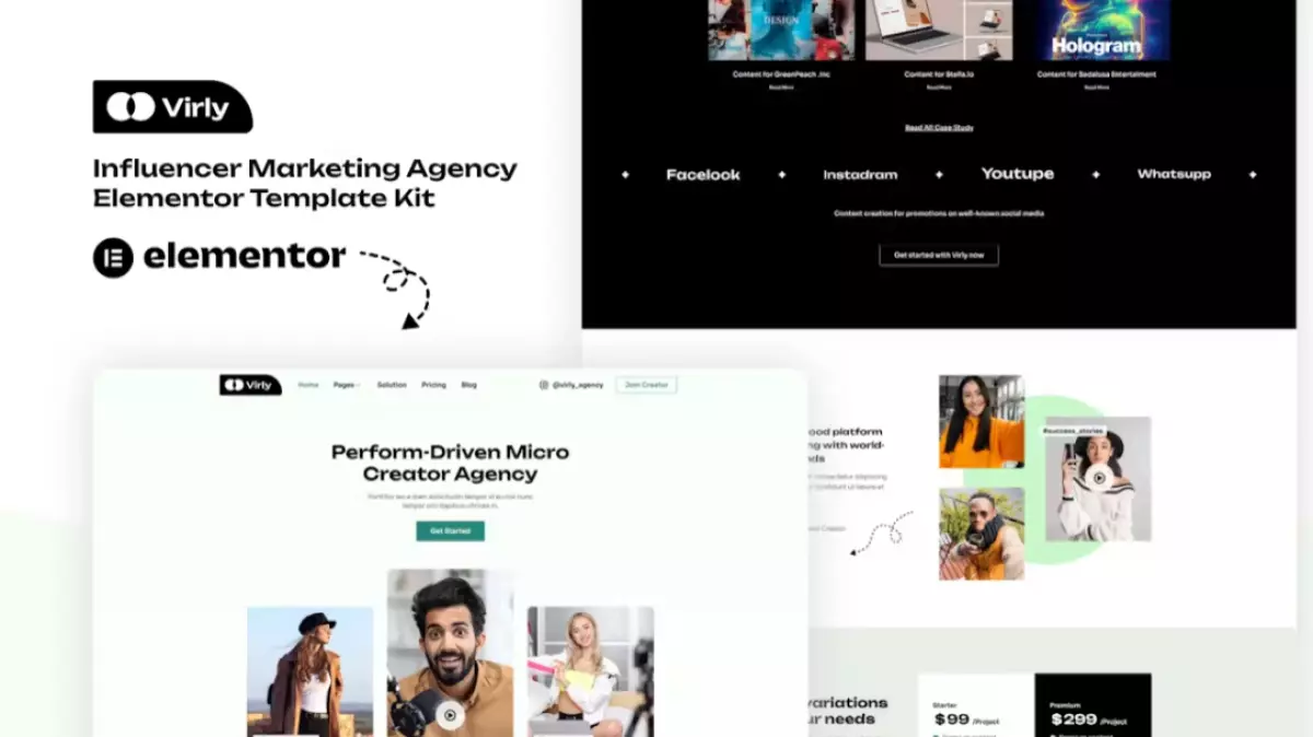 Virly – Influencer Marketing Agency Elementor Template Kit