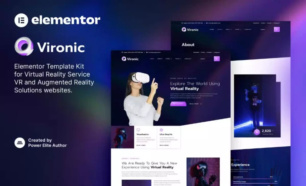 Vironic – Augmented & Virtual Reality Services Elementor Template