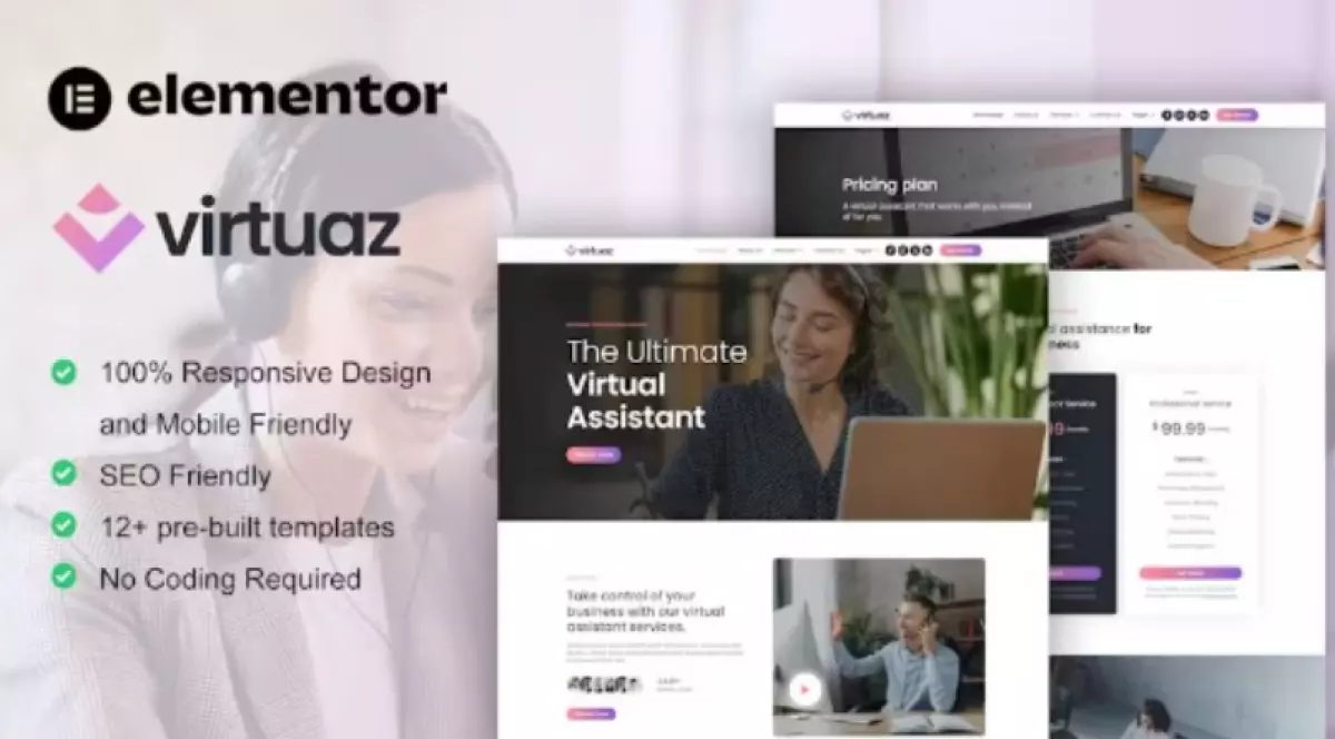 Virtuaz - Virtual Assistant Business Elementor Template Kit