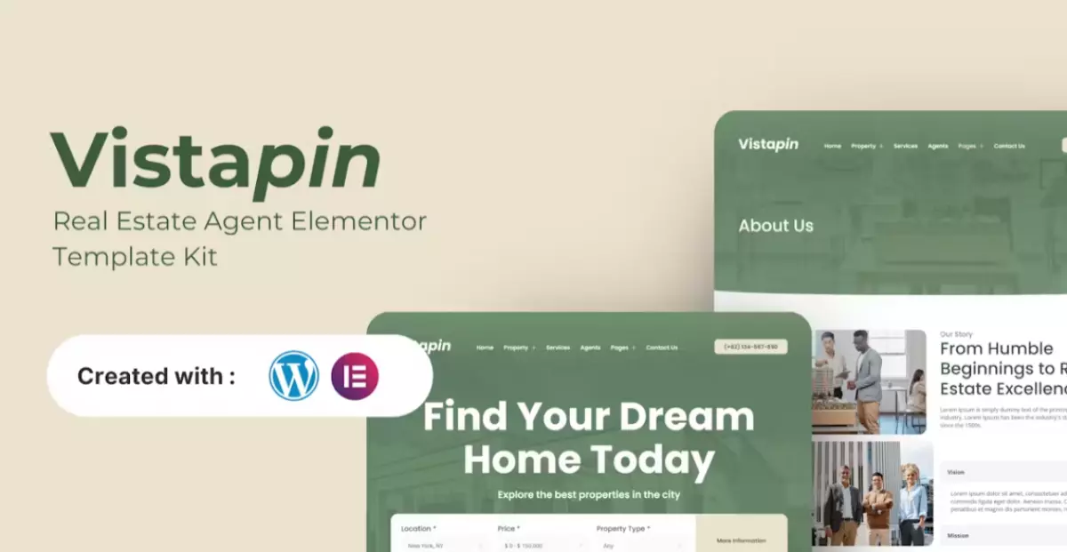 Vistapin – Real Estate Agent Elementor Template Kit