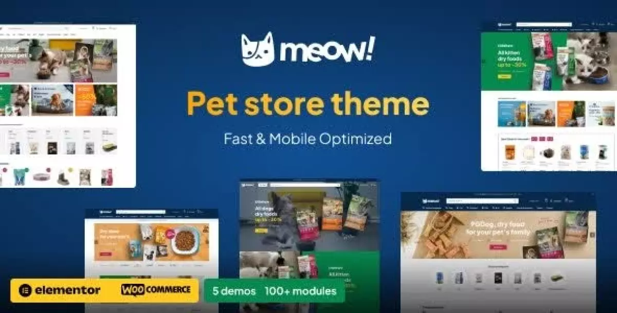 [WISH] Meow! - Pet Care &amp; Pet Shop Elementor WordPress WooCommerce