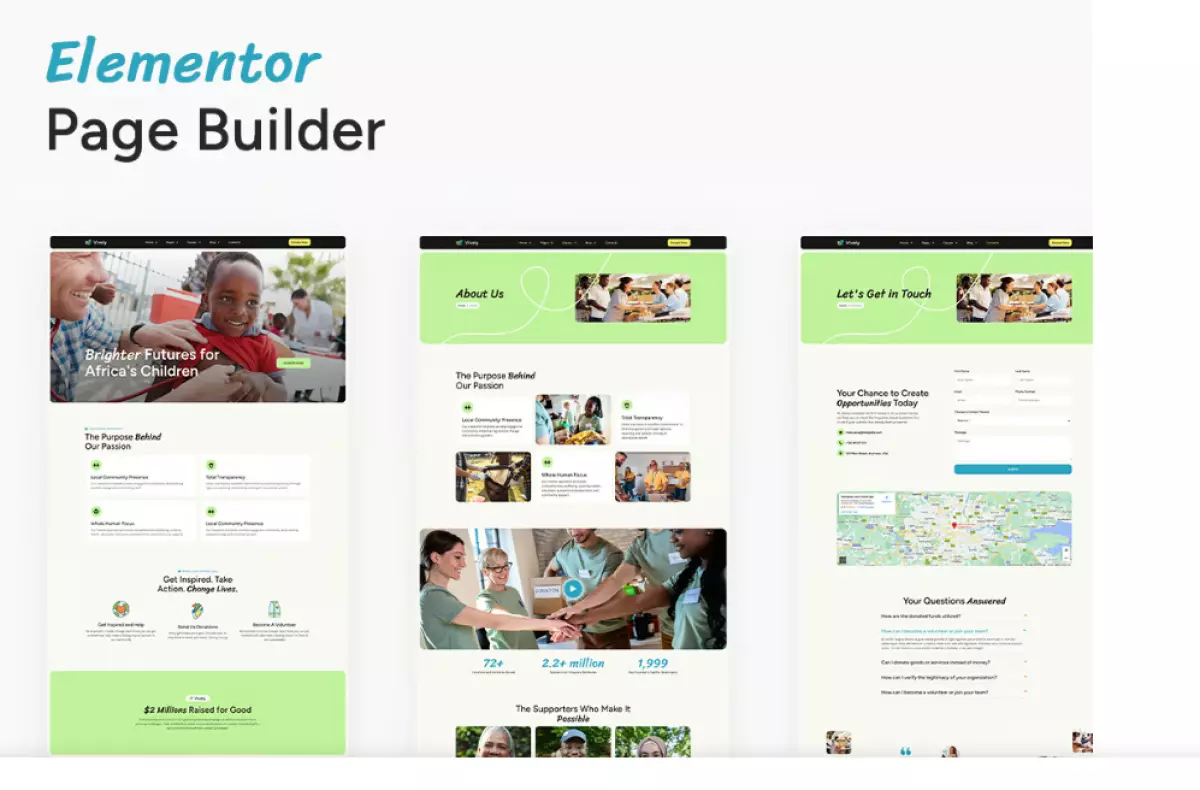 Vively – Charity &amp; Donation Elementor Pro Template Kit