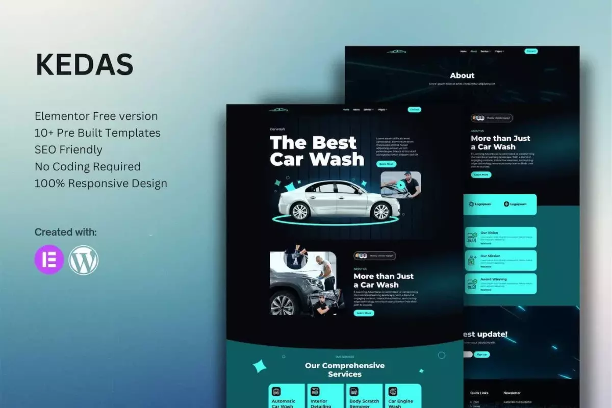 Kedas - Car Wash &amp; Detailing Service Elementor Template