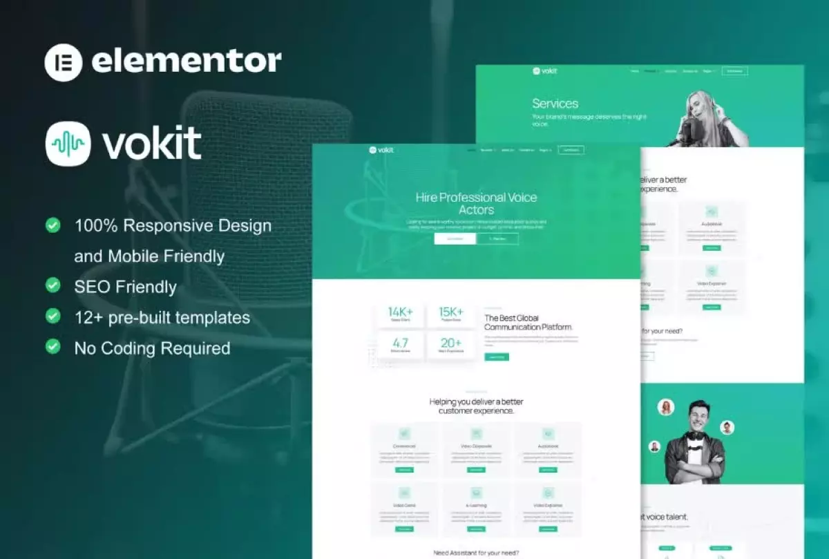 VoKit - Voice Over Services Elementor Template Kit