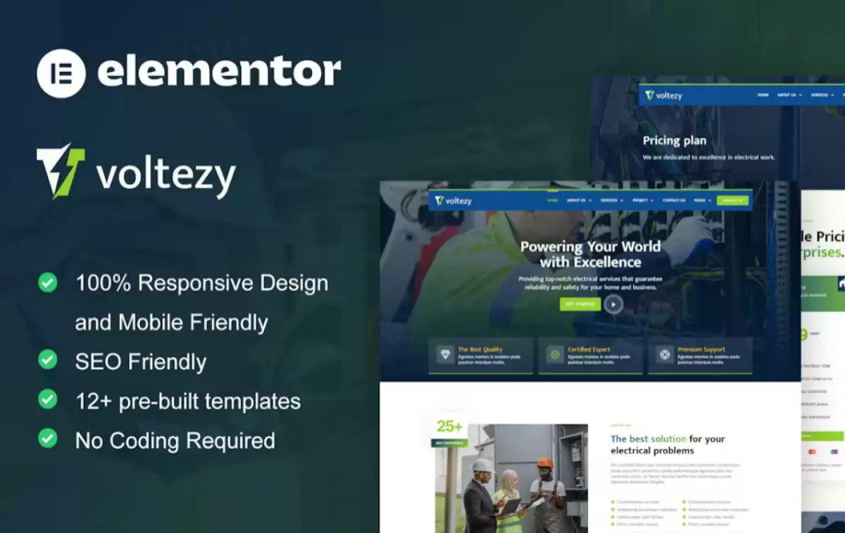 Voltezy - Electrical Installation &amp; Maintenance Service Elementor Template Kit