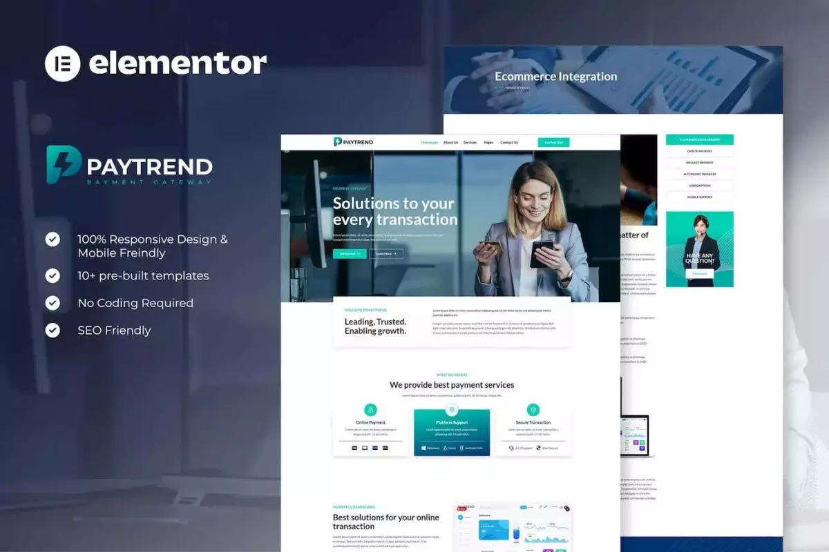 Paytrend - Online Payment Gateaway Elementor Template