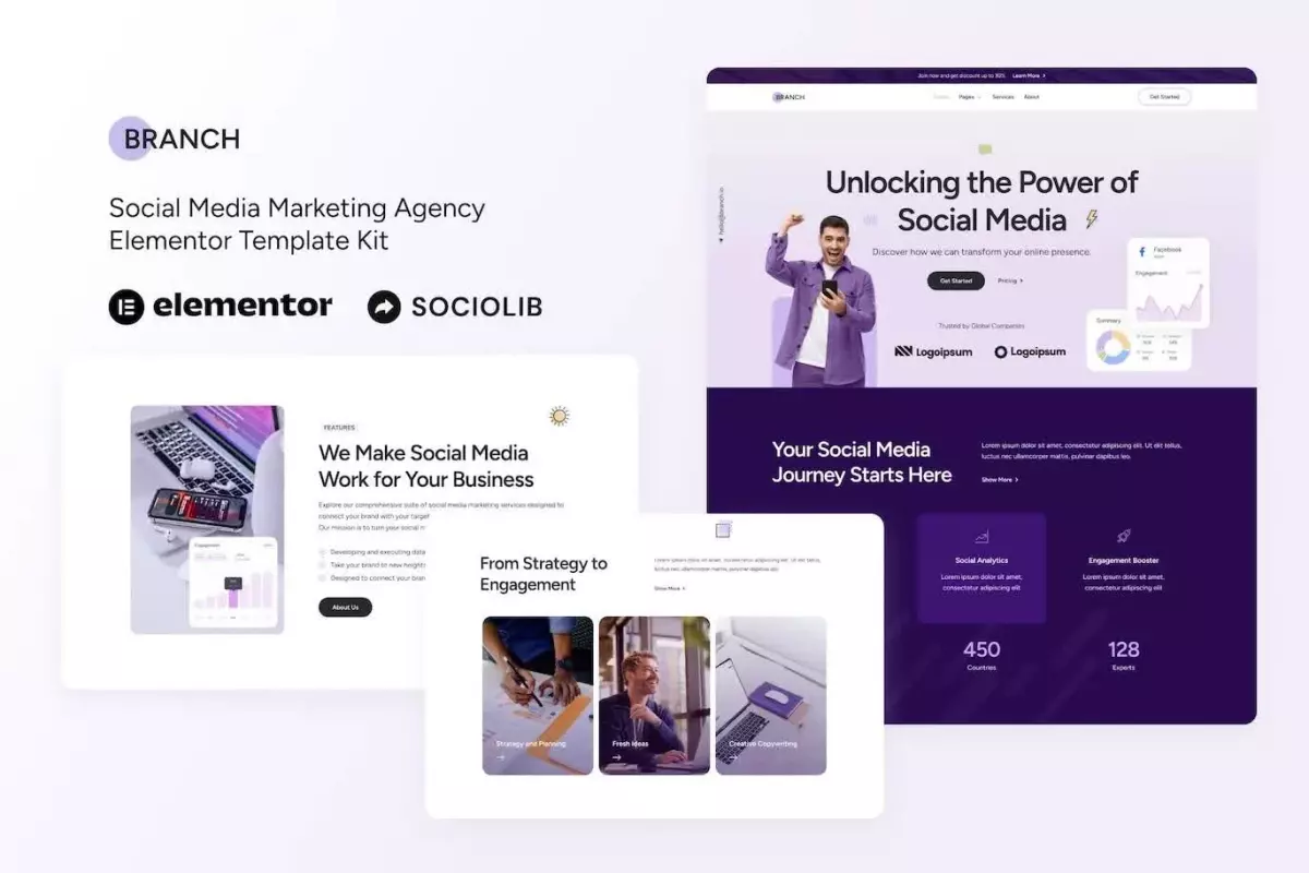 Branch - Social Media Marketing Agency Elementor Template