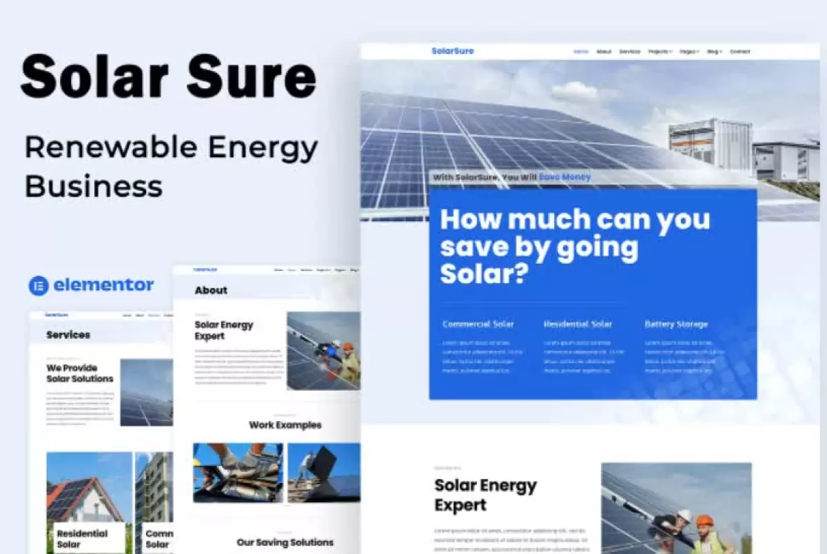 Solar Sure - Renewable Energy Business - Elementor Template