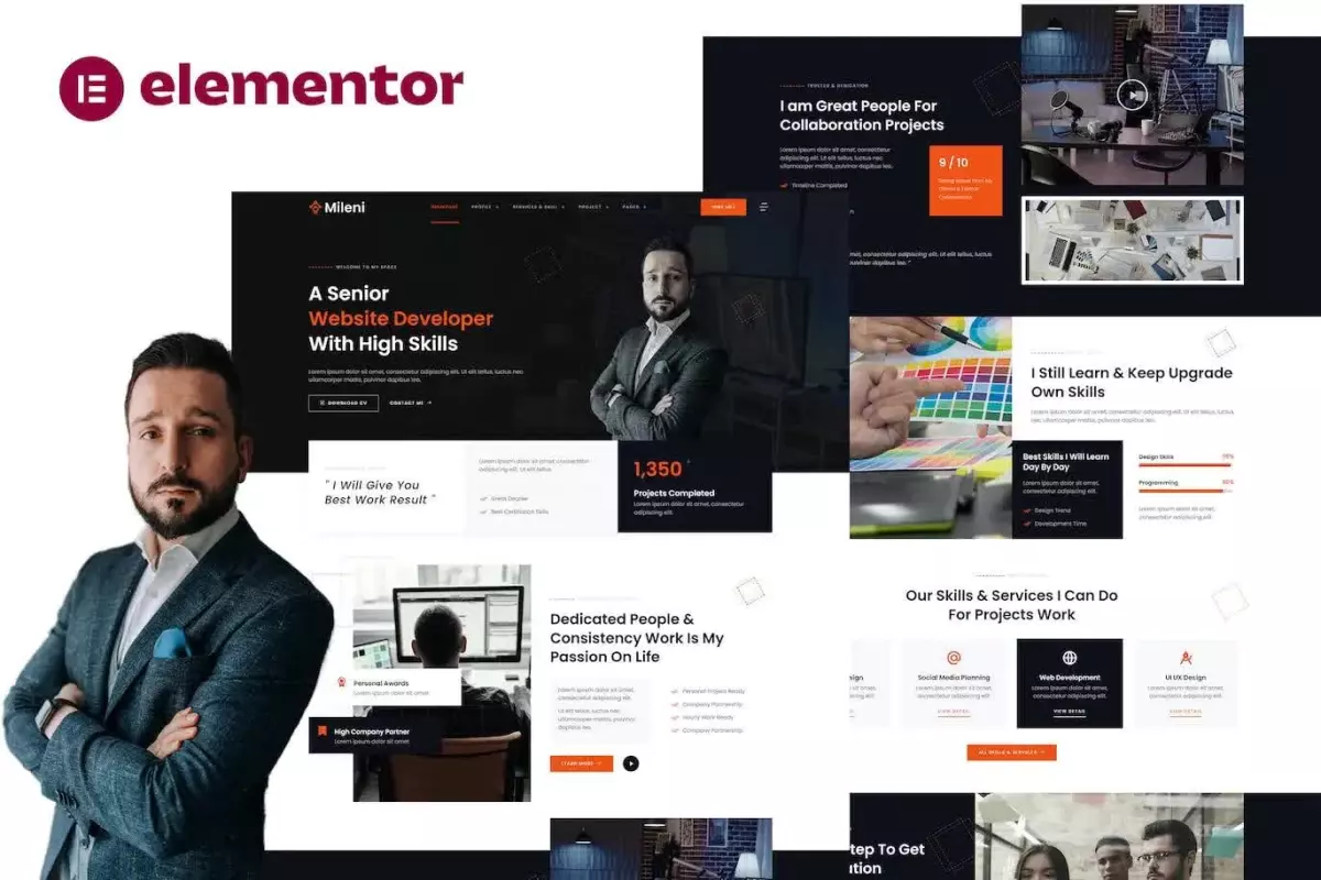 Mileni - Personal Freelancer &amp; Portfolio Showcase Elementor Pro Template