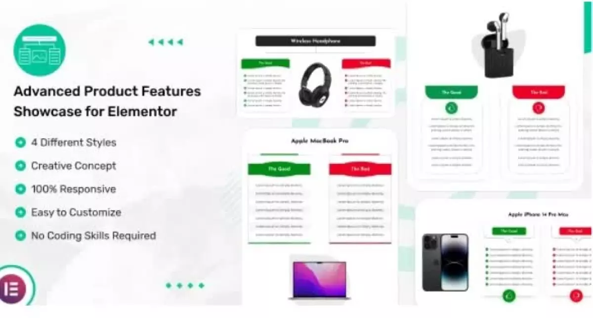 Advanced Product Features Showcase for Elementor