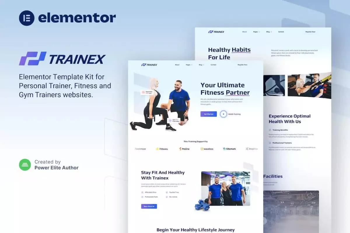 Trainex – Personal Trainer &amp; Fitness Elementor Template