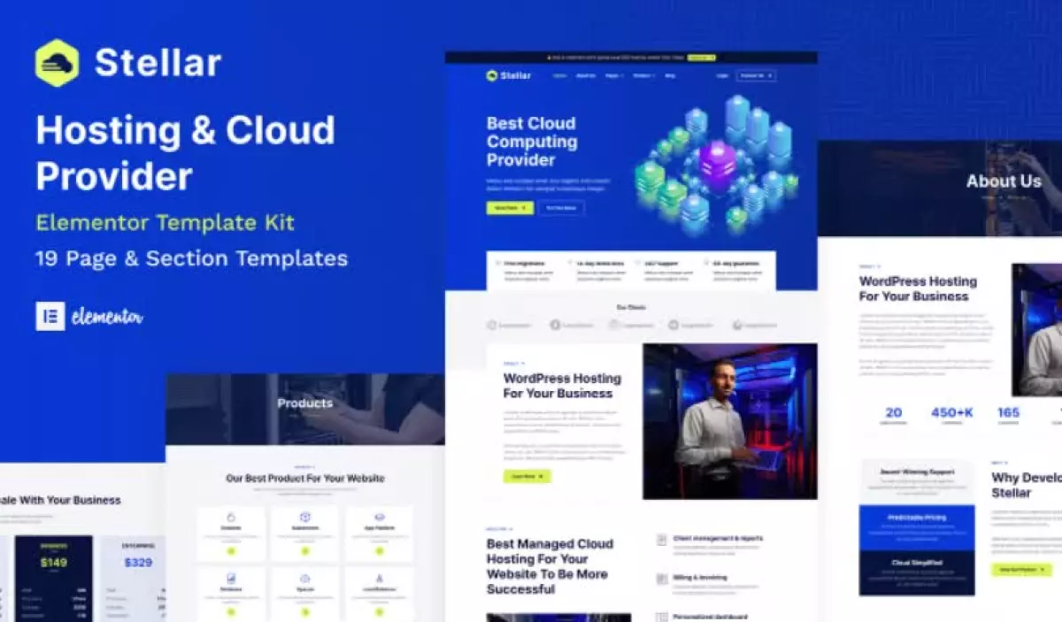 Stellar - Hosting & Cloud Provider WordPress Elementor Template