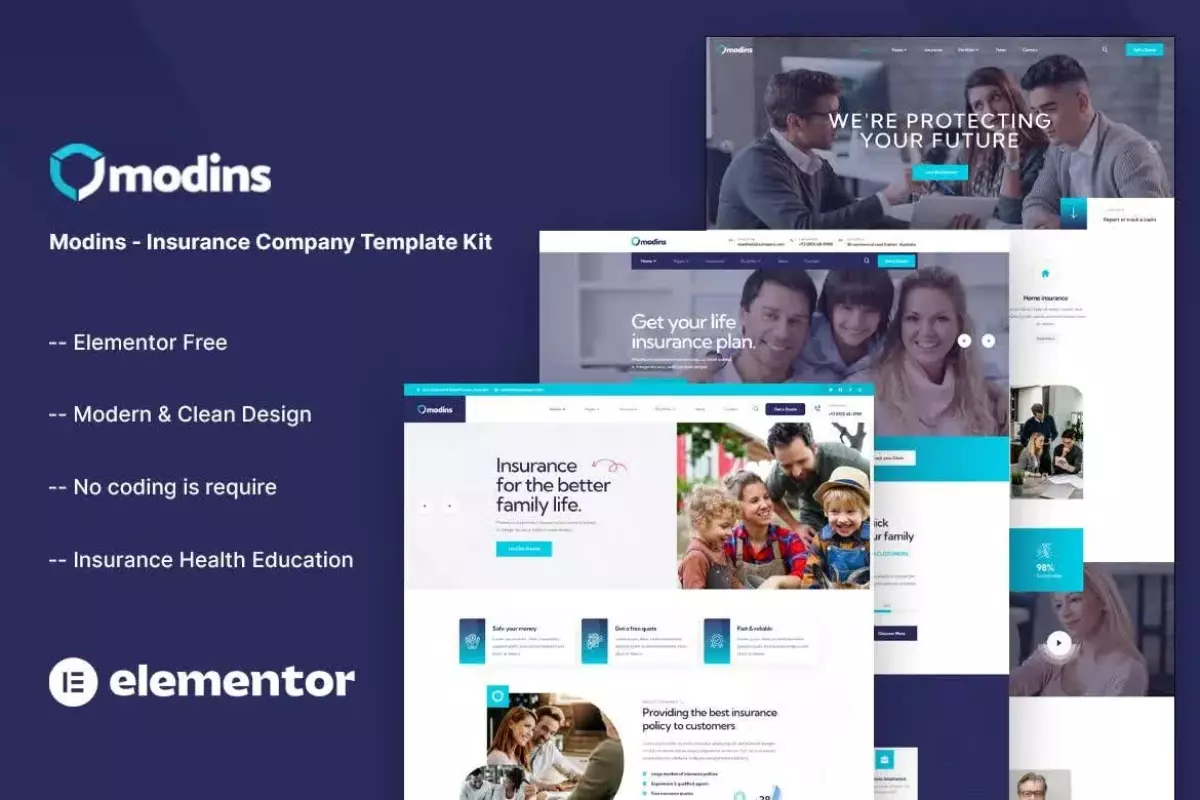 Modins - Insurance Company Elementor Template