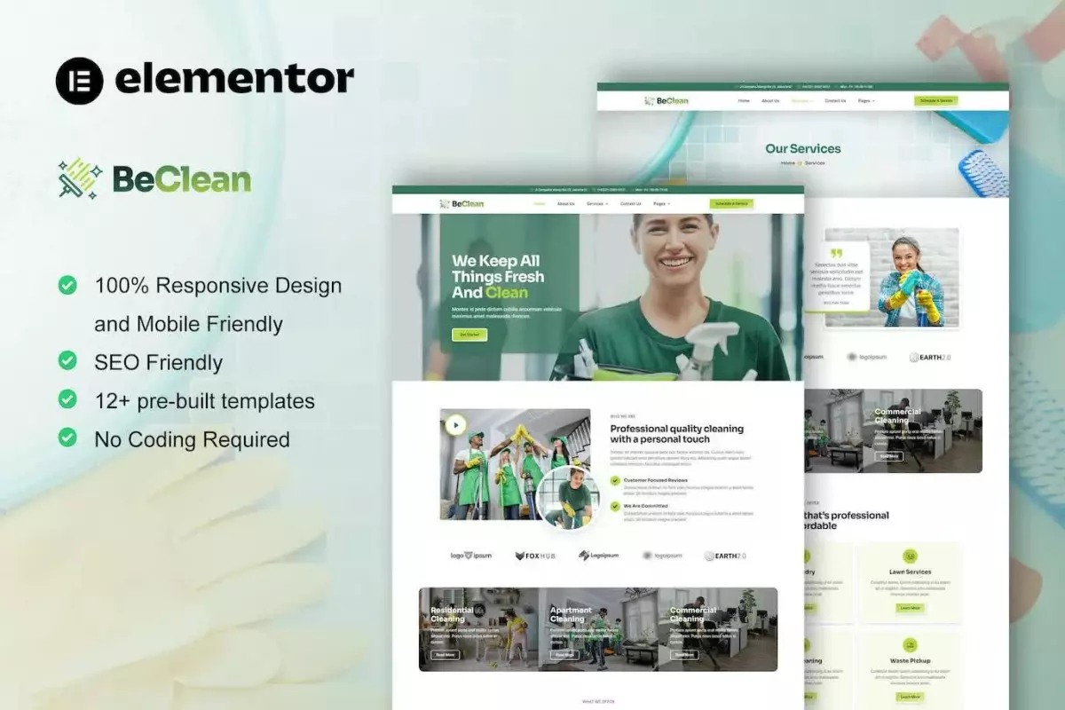 BeClean - Cleaning Service Company Elementor Pro Template