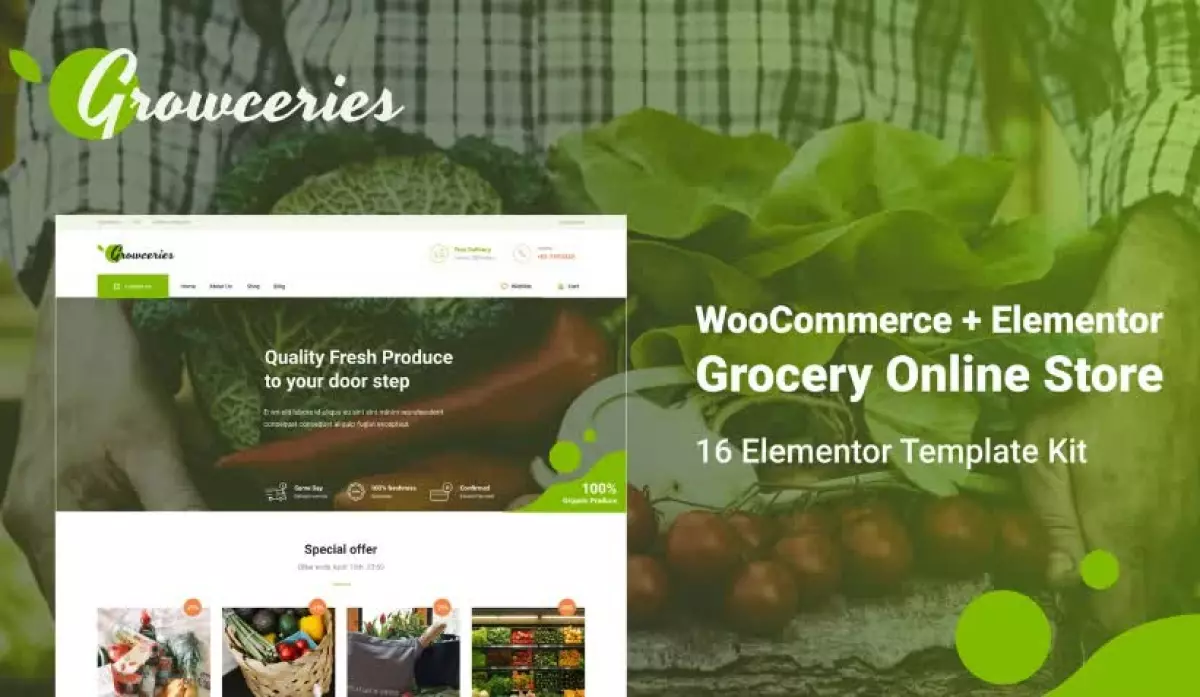 Growceries - Food & Grocery Store Elementor Template