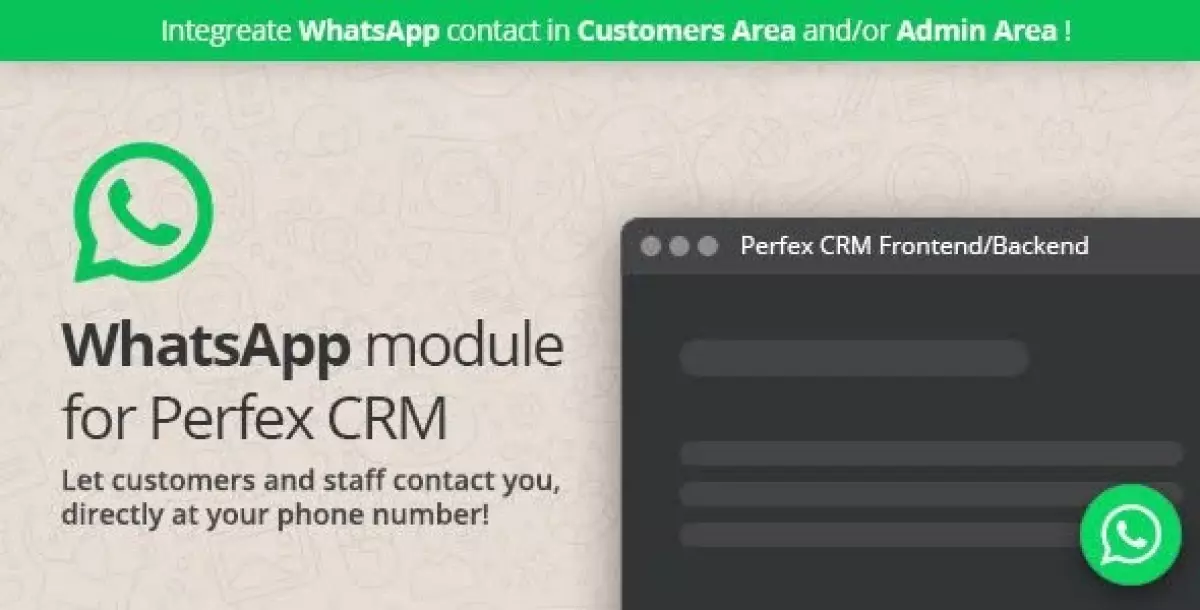 WhatsApp module for Perfex CRM - Support your clients and staff members through WhatsApp chat 1.0