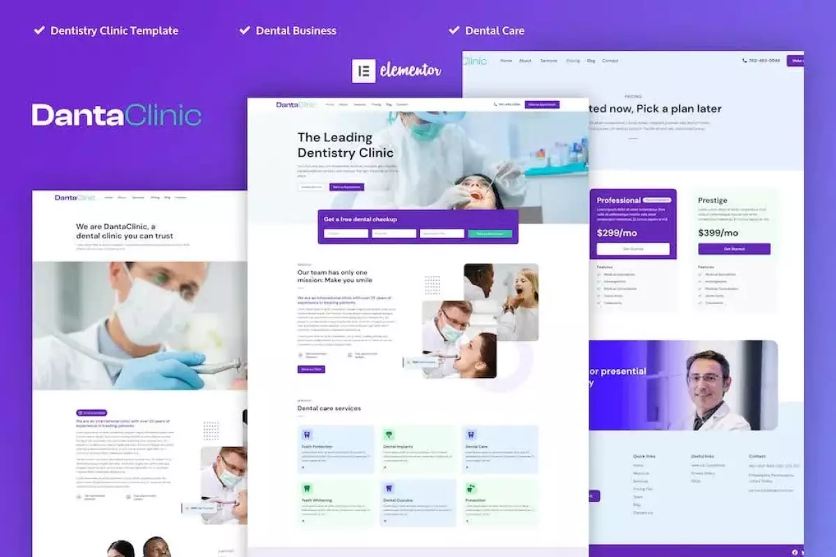 Danta Clinic - Dentist &amp; Dental Clinic Elementor Pro Template